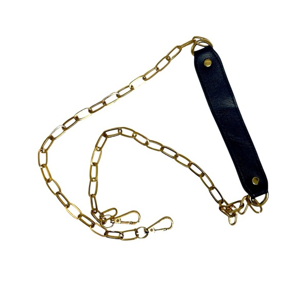 Replacement Strap Chain Crossbody Bag Black Gold Tone Shoulder Purse - Picture 1 of 10